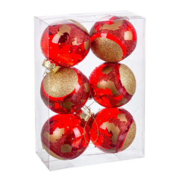 Boule Plastique Rouge 8cm Set de 6