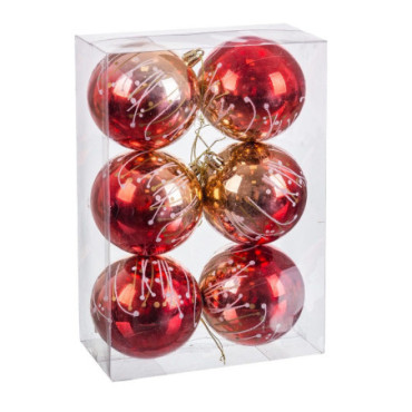 Boule Plastique Rouge 8cm Set de 6