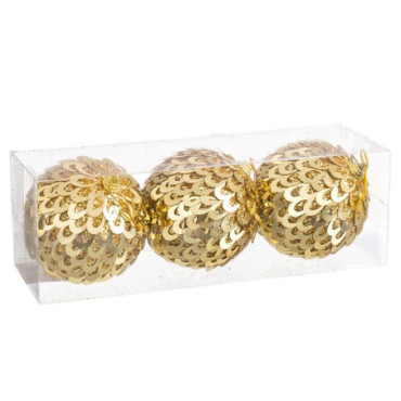 Boule Polyfoam Or 10x10x10cm Set de 3