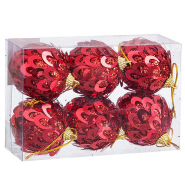 Boule Polyfoam Rouge 6x6x6cm Set de 6