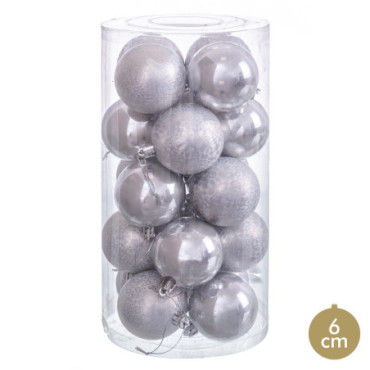 Boules Argent 6x6x6cm Set de 20