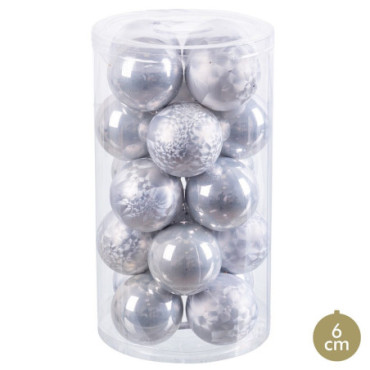 Boules Argent 6x6x6cm Set de 20