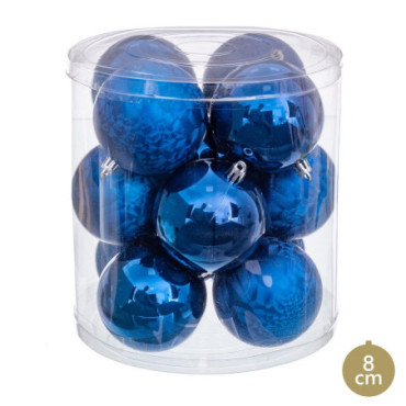 Boules Bleu 8x8x8cm Set de 12