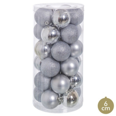 Boules Brillant - Mat - Paillettes 6x6x6cm Set de 30