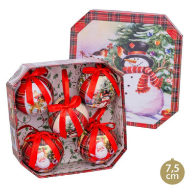 Boules Memory Bonhomme De Neige 7,50x7,50x7,50cm Set de 5