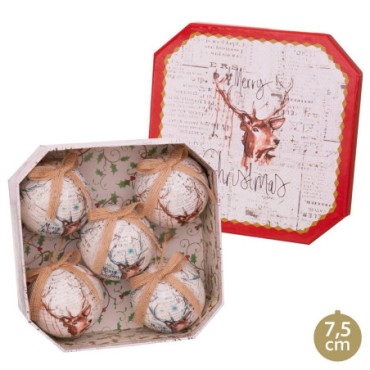 Boules Memory Cerfs 7,50x7,50x7,50cm Set de 5