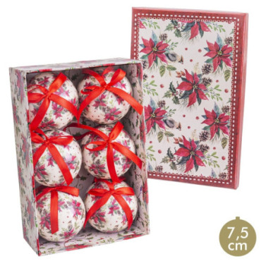 Boules Memory Fleur 7,50x7,50x7,50cm Set de 6