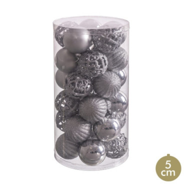 Boules Mixte Argent 5x5x5cm Set de 30