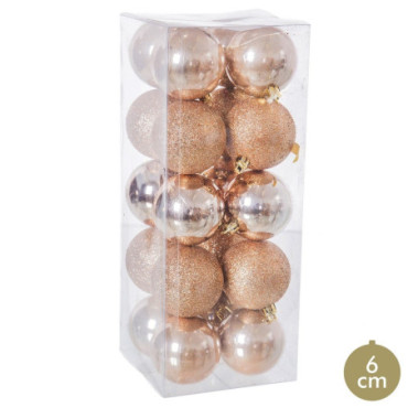 Boules Mixte Plastique Cuivre 6x6x6cm Set de 20