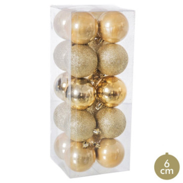 Boules Mixte Plastique Or 6x6x6cm Set de 20