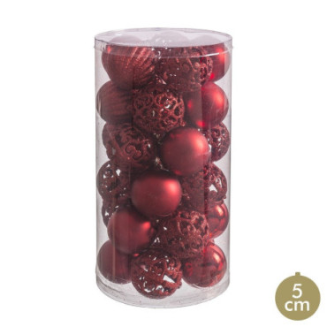 Boules Mixte Rouge 5x5x5cm Set de 30