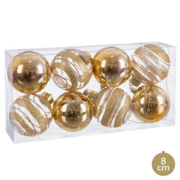 Boules Plastique Or 8x8x8cm Set de 8