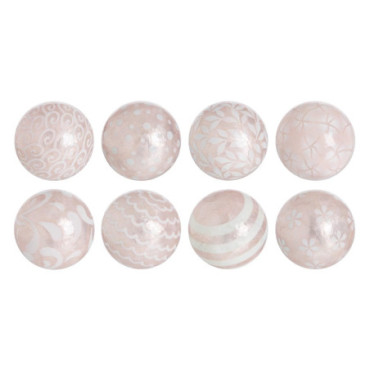 Boules Rose Pâle Capiz Décoration 10x10x10cm Set de 8