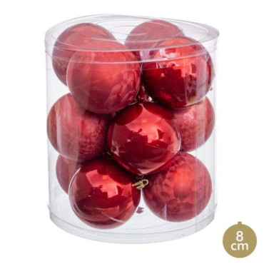 Boules Rouge 8x8x8cm Set de 12