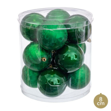 Boules Vert 8x8x8cm Set de 12