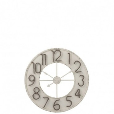Horloge Chiffres Corde Métal Blanc-Gris L