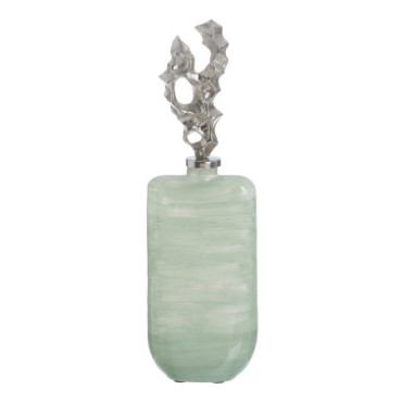 Bouteille Décoratif Vert - Argent Verre. 16x9x54cm