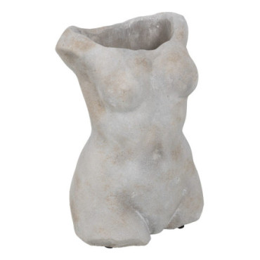 Cache-Pot Bust Gris Ciment Décoration 19x13,50x27cm