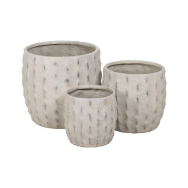 Cache-Pot Crème Magnésium Décoration 43,50x43,50x43, Set de 3