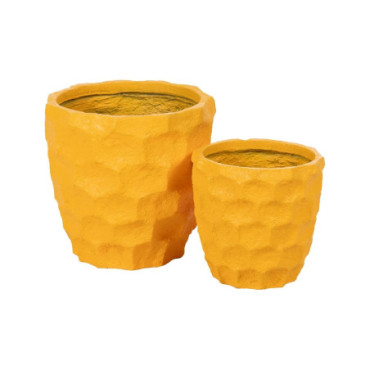 Cache-Pot Jaune Ciment Décoration 41x41x39,60cm Set de 2