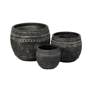 Cache-Pot Noir Magnésium Décoration 47x47x38,50cm Set de 3