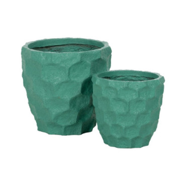 Cache-Pot Turquoise Ciment 41x41x39,60cm Set de 2