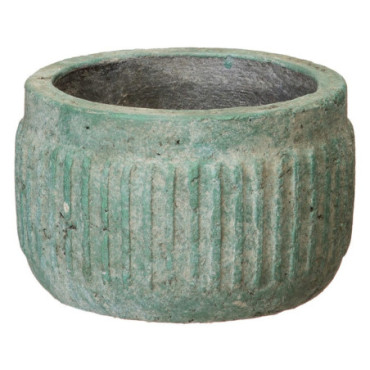 Cache-Pot Turquoise Ciment Décoration 18x18x11cm