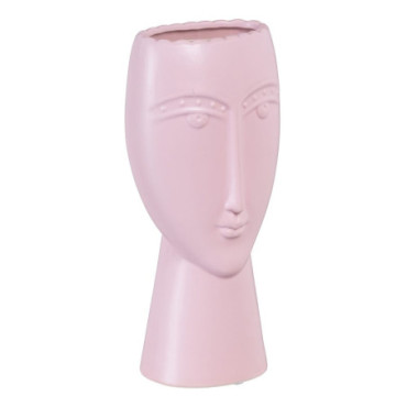 Cache-Pot Visage Mauve Céramique 15x8,50x19cm