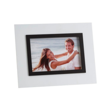 Cadre Photos 10X15 Blanc Dm Bois - Verre 22x1,50x17cm