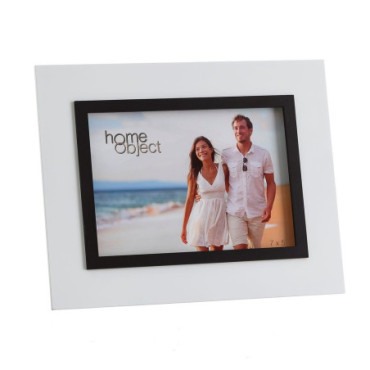 Cadre Photos 13X18 Blanc Dm Bois - Verre 24,50x1,50x19,50