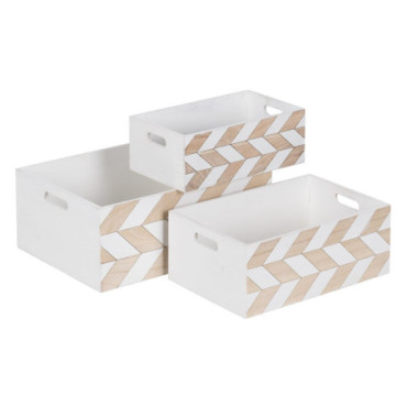 Boites Blanc - Naturel Bois Paulonia 44x31x18cm Set de 3