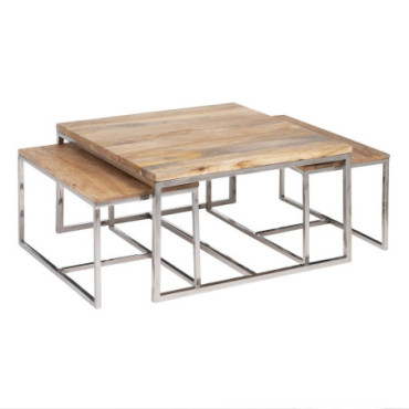 Centre de table Naturel - Argent 70x70x41cm Set de 3