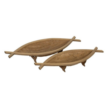 Centre de Table Naturel Bambou 70x30x11cm Set de 2