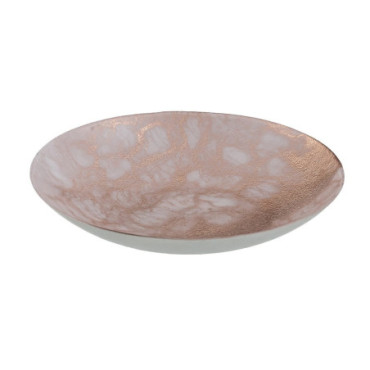 Centre de Table Plateau Cuivre Rose Verre. 32x32cm