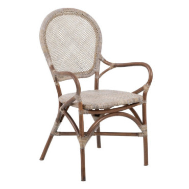 Chaise Beige - Marron Rattan 57x64x99cm