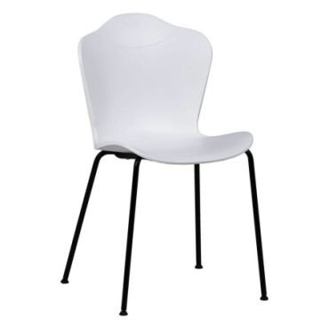 Chaise Blanc - Noire Pp/Metal Salon 54x46x83cm