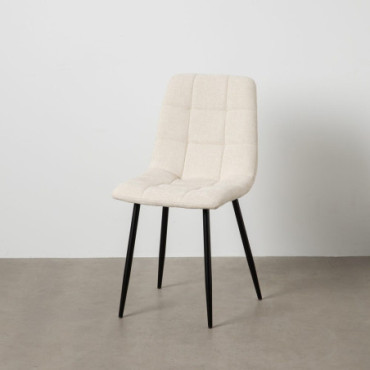 Chaise Blanc Tissu - Métal Contract 44x42x89cm