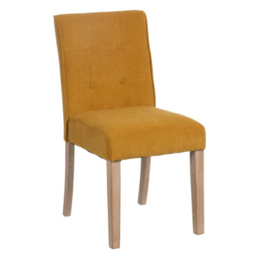 Chaise Capitoné Moutarde Tissu - Bois 47x52x92cm