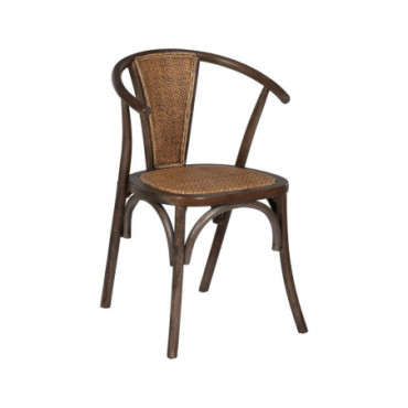 Chaise Chocolat Bois - Rattan 55x50x81cm