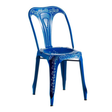 Chaise Décoré. Bleu Métal Salon 41x39x85cm