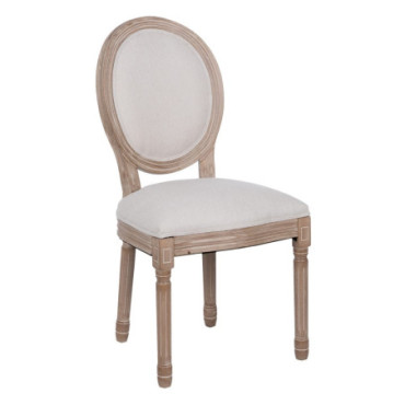 Chaise Medallon Beige Bois D' Hévéa 49x46x96cm