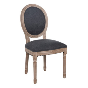 Chaise Medallon Gris Foncé Bois D' Hévéa 49x46x96cm