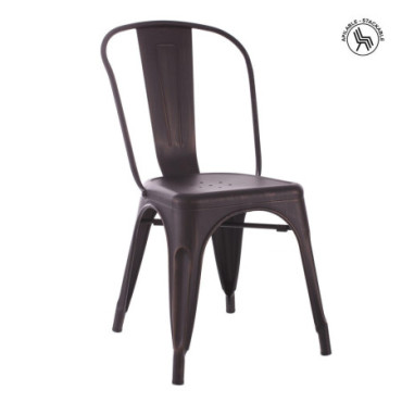 Chaise Noir - Or Métal Dallas Industriel 45x52,50x85cm