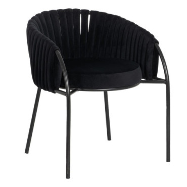 Chaise Noir Tissu - Metal Salon 60x49x70cm