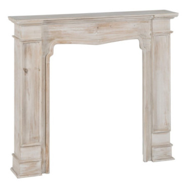 Cheminée Porté Blanc Bois Décoration 108x21,50x101cm