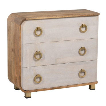 Commode Blanc - Naturel Bois De Manguier 91x38,50x83cm