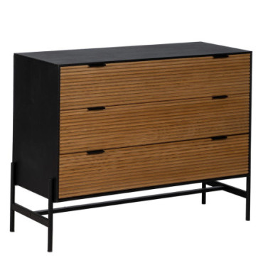 Commode Noir - Naturel Mdf - Bois 104x40x81,50cm