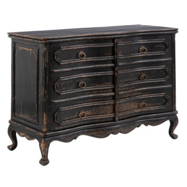 Commode Porté Noir Bois Chambre 125x50x90cm