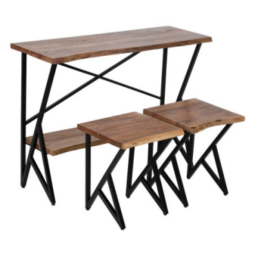 Console et 2 petites tables Naturel 107x36x77cm Set de 3