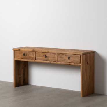 Console Naturel Bois De Pin Salon 162x40x76cm